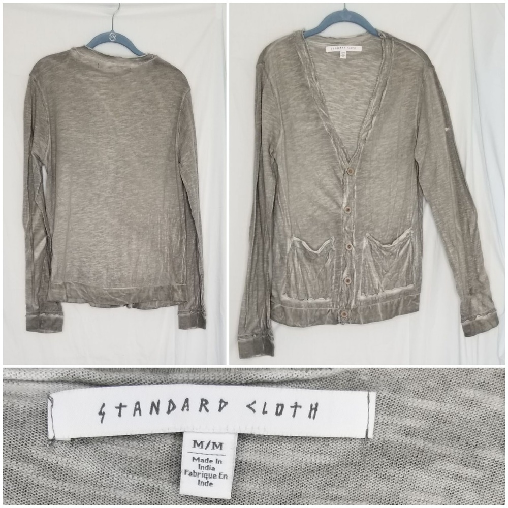 Standard Cloth Green Heavily Distressed Cardigan